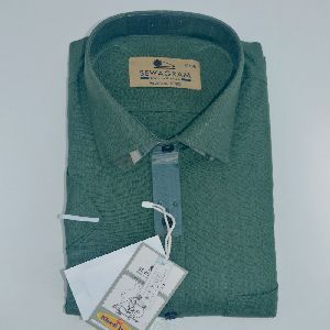 khadi shirt green texture color