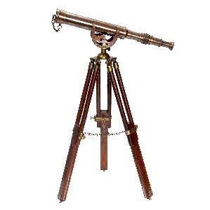 Antique Brass Telescope With Adjustable Tripod