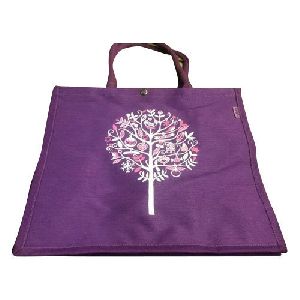 Printed Purple Jute Bag