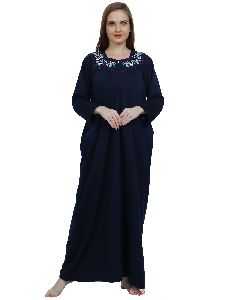 Neck Embroidered Woolen Nighty