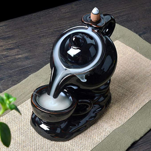 New Ceramic Kettle Black Back Flow Smoke Fountain