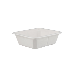 1000 Pieces Biodegradable Hinged 25 Oz (750 Ml) Rectangular Container Base Only - Natural Disposable