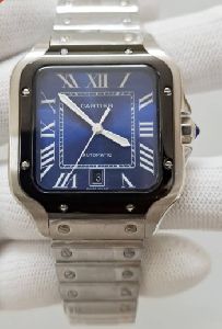 Cartier Santos 100 Steel Blue Dial Swiss Automatic Watch