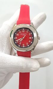Patek Philippe Aquanaut Silver Red Dial Swiss Automatic Watch
