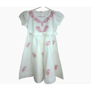 Kids Cotton Chikan Embroidered Frock