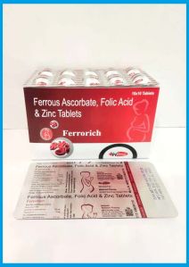 Ferrous Ascorbate 100 mg, Folic Acid 1.5, Zinc 22.5 mg Tablet