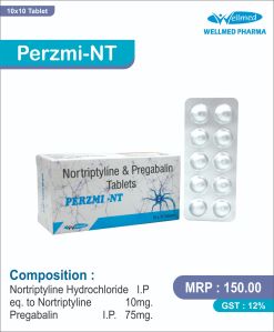Nortriptyline Hydrochloride IP Eq. to Nortriptyline 10 mg. pregabalin IP 75 mg.