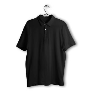 Mens Black Cotton Polo T-Shirt