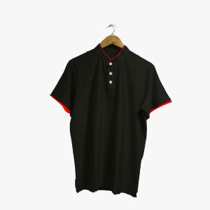 Mens Black Tencel Chinese Collar T-Shirt
