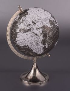 Physical Map Sphere World Globe with a Metal Base