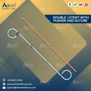 Double J Stent with Pusher and Suture