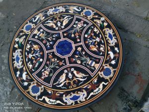 Multicolor Inlay Work Marble Table Top