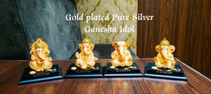 Gold Plated Pure Sliver Ganesha Idol