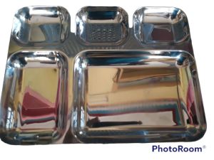 Stainless Steel 5 in 1 Compartment Dinner Plate