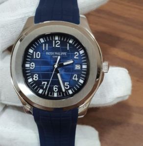 Patek Philippe Aquanaut Silver Blue Dial Swiss Automatic Watch