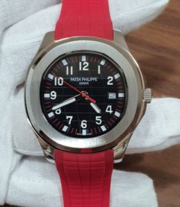 Patek Philippe Aquanaut Silver Red Swiss Automatic Watch