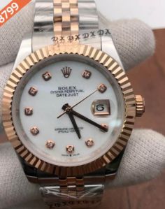 Rolex Date Just Dual Tone Diamond Marker White Dial Swiss Automatic Watch