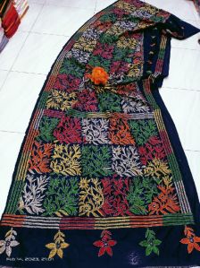 kantha stitch bangalore silk saree