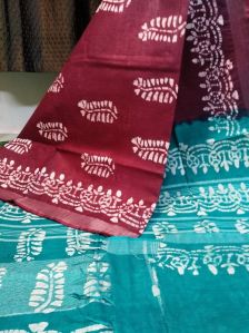 linen batik saree