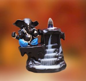 ganesha smoke fountain backflow waterfall cone incense holder showpiece statue