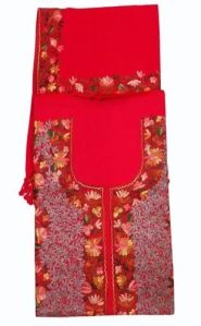 Red Pashmina Unstitched Embroidered Suit