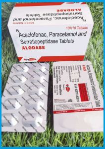 Aceclofenac 100 mg , Serratatiopeptidase 15mg, Paracetamol 350mg. Table