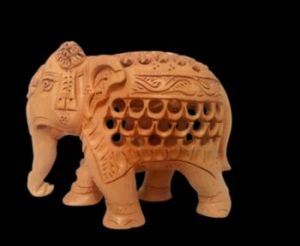 Wooden Jali Elephant Statue