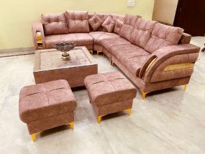 L Shape Wooden Sofa Set