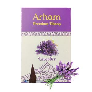 arham premium lavender 50 g pack of 3 dhoop cone
