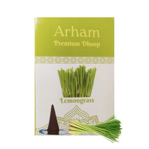arham premium lemon grass 50 g - pack of 3 dhoop cone