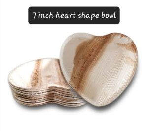 7 Inch Heart Shape Biodegradable Palm Leaf Bowl