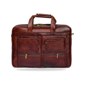 Unisex Brown Premium Quality Leather Laptop Bag