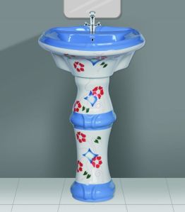 Alpine Blue Designer Series Sunny Wash Basin Pedestal Set