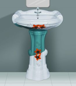 Aqua Green Designer Series Big Sterling Wash Basin Pedestal