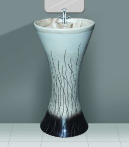 Coffee Brown & White Designer Series One Piece Pedestal Wash Basin