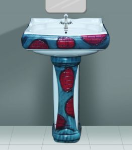 Red & Blue Designer Series Polo Wash Basin Pedestal Set