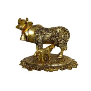 Brass Kamdhenu Cow and calf Statue