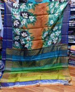 Tussar Silk Hand Printed Sarees