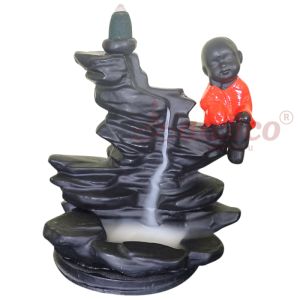 Baby on Stone Back Flow Smoke Fountain