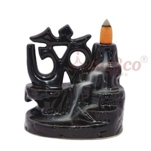 New Ceramic Om Black Back Flow Smoke Fountain