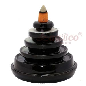 New Ceramic Round Pyramid Black Back Flow Smoke Fountain
