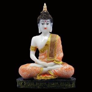 samadhi new orange black golden base buddha statue