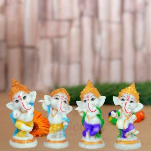 Set of 4 Dancing Ganesha Statues