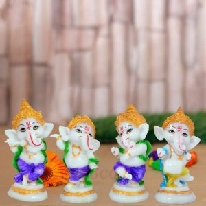 Set of 4 Dancing Ganesha Statues 2