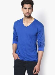 Cotton Plain Full Sleeves White V Neck T Shirt, Packaging Type: Polybag at  Rs 165 in Noida