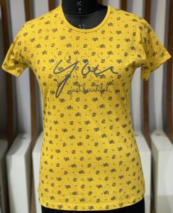 ALL OVER ROUND NECK PRINT T SHIRTS FOR WOMEN