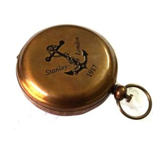 Round Brass Push Button Compass