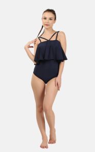 Opulent Padded Solid Blue Single Piece Swimwear/Swimsuit
