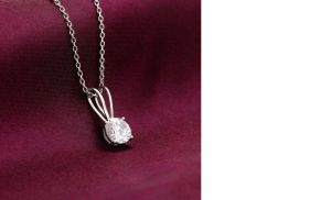 Silver Zircon Pendant with Link Chain