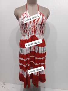 women tie dye beach dress